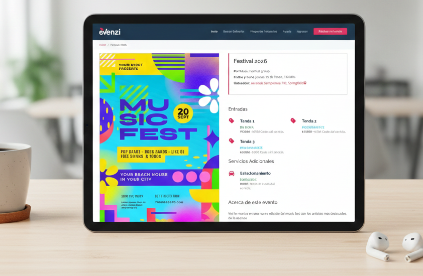 Panel de creación Evenzi